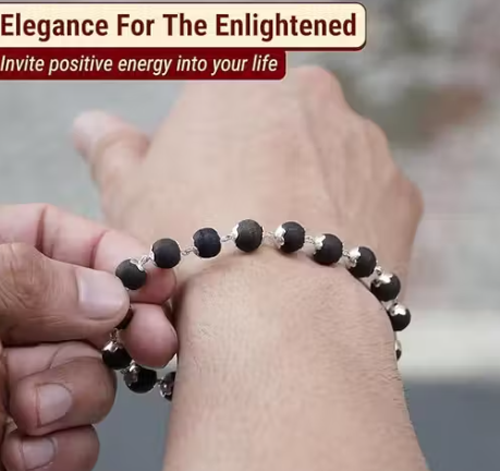 Karungali Bracelet with Silver Cap | Natural Ebony Wood 8mm Healing Bracelet
