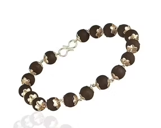 Karungali Bracelet with Silver Cap | Natural Ebony Wood 8mm Healing Bracelet